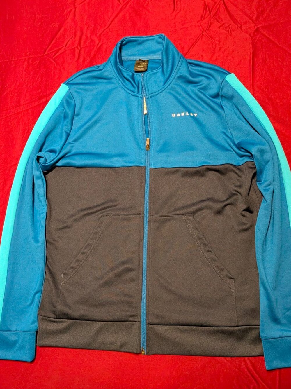 Oakley Men's Track Jacket Blue Black Full Zip Athletic